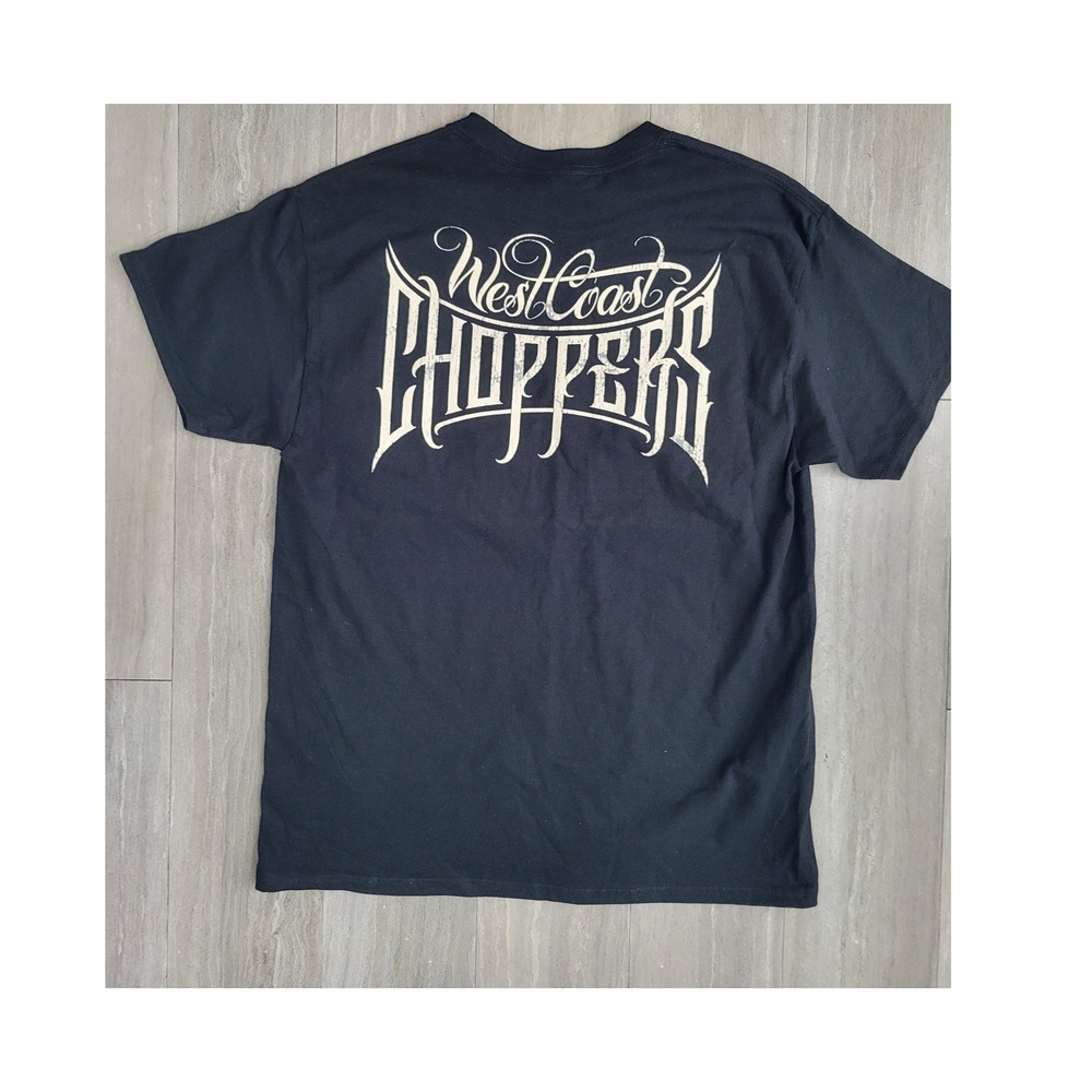 West Coast Choppers Mens Black Logo T-Shirt Jesse James Iron Cross Large